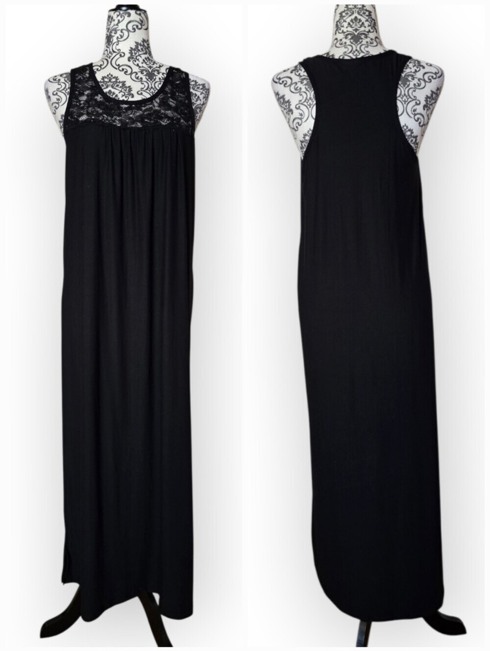 Cynthia Rowley Sleeveless Racerback Maxi Dress Black Size Medium